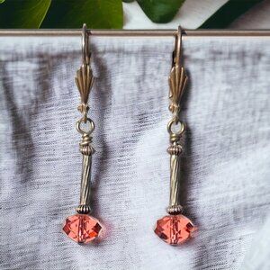 Swarovski Padparadscha Rondelle with Silver Accent Earrings